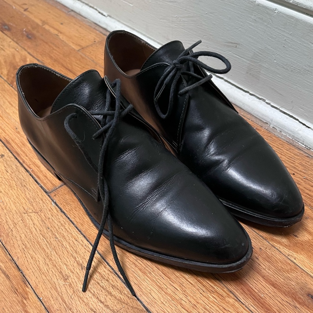 Everlane Modern Oxford Black Leather Lace Up Shoes